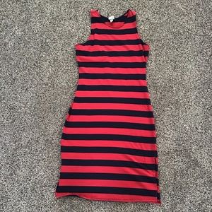Red and Blue Striped Razor Back dress